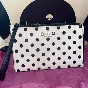 Kate Spade Black and White Polka Dot Wristlet EUC